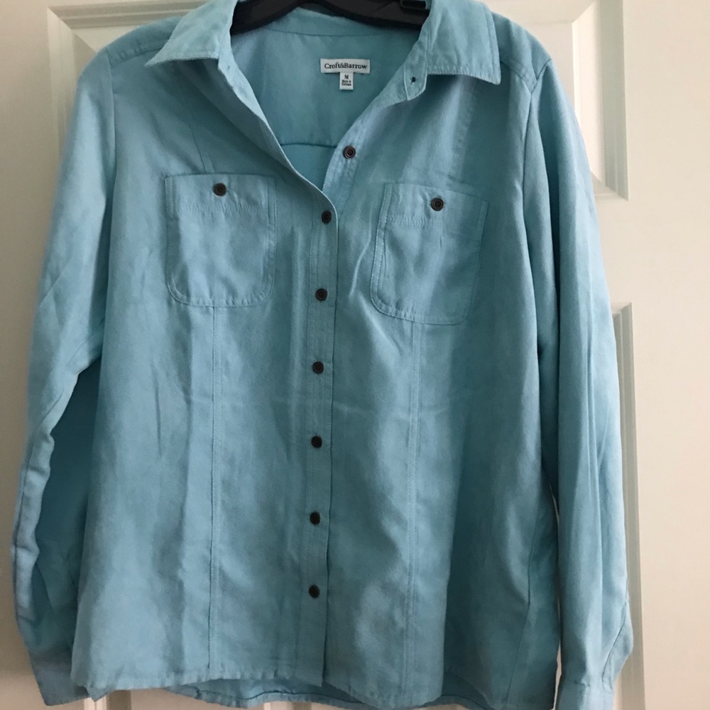 Light Blue Suede Button Down